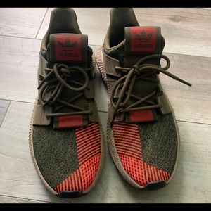 Adidas Men’s Olive Green and Red Athletic Sneakers